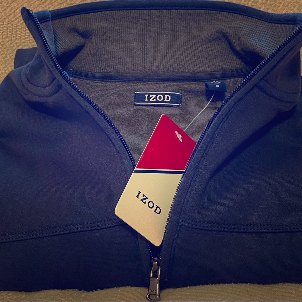 Navy 1/4 zip IZOD sweater with fleece lining